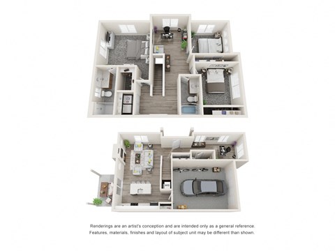 Floor plan for 3 beds, 2.5 baths, 1996 sqft